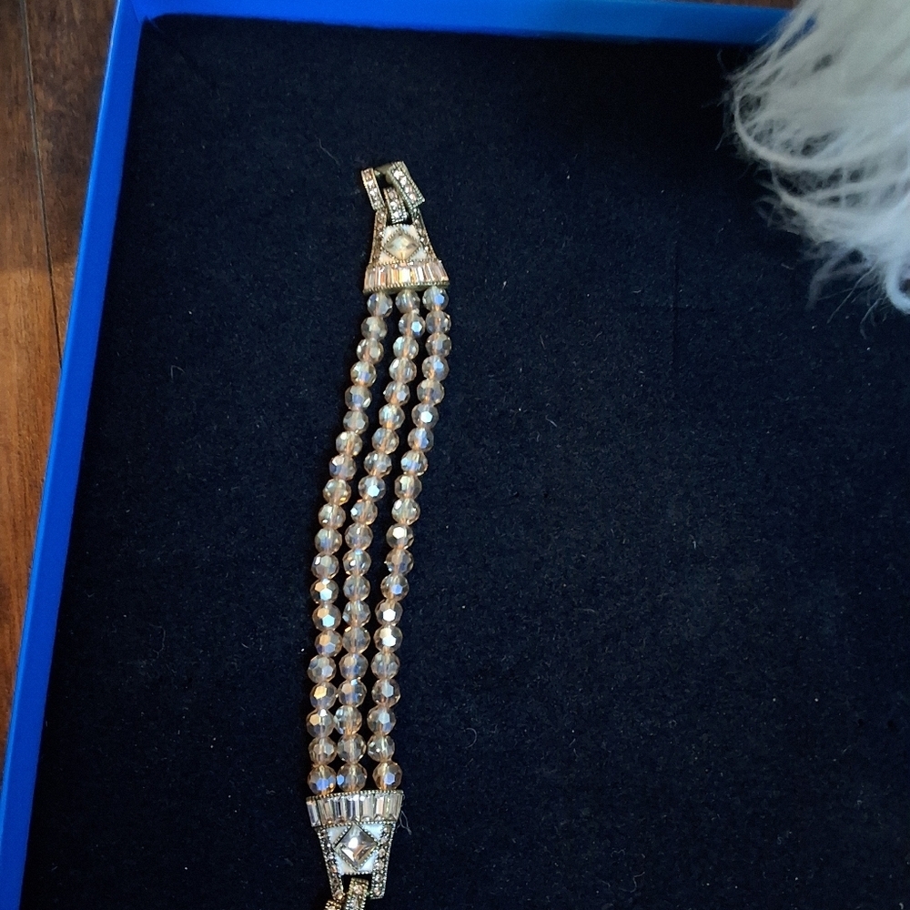 Heidi Daus Champagne Crystal Art Deco Style Necklace And Bracelet - Picture 4 of 16